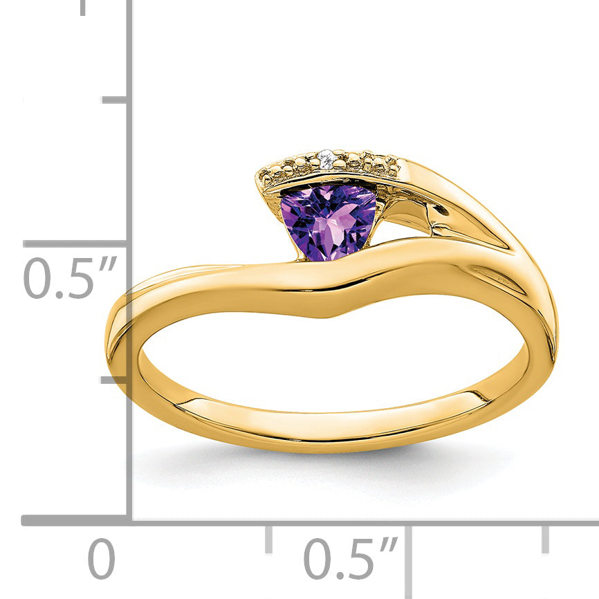 14k Trillion Amethyst and Diamond Ring