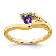 14k Trillion Amethyst and Diamond Ring