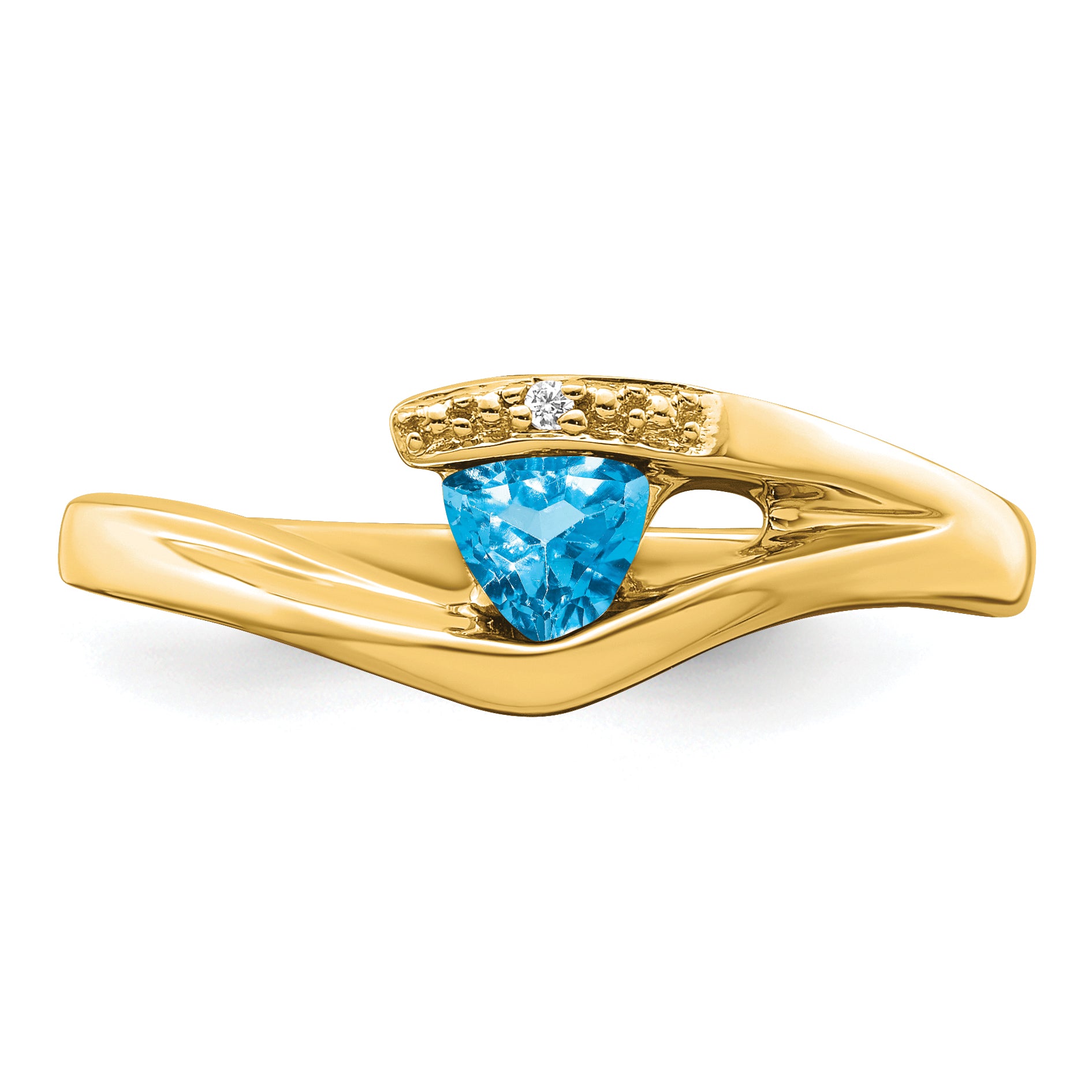 10k Trillion Blue Topaz and Diamond Ring