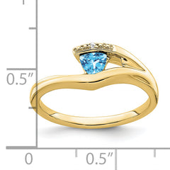 10k Trillion Blue Topaz and Diamond Ring