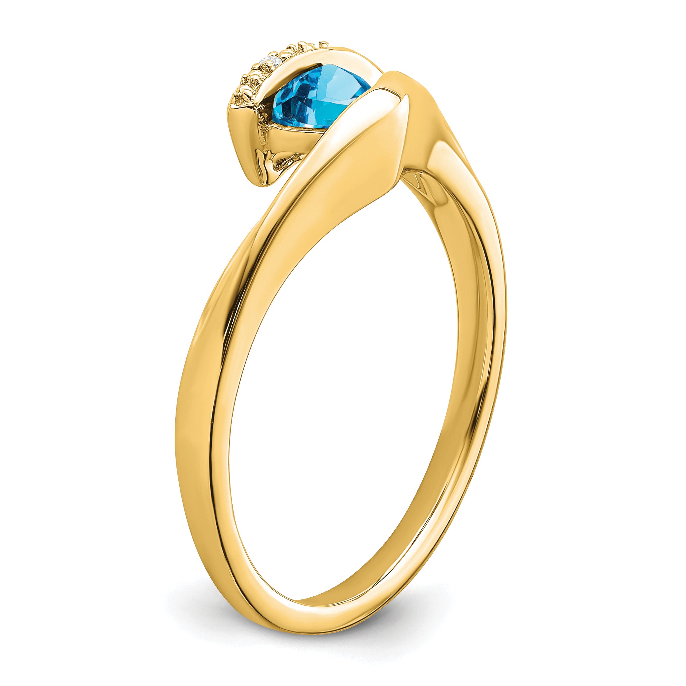 14k Trillion Blue Topaz and Diamond Ring