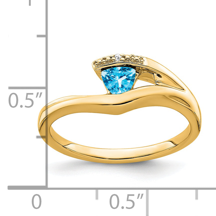 14k Trillion Blue Topaz and Diamond Ring