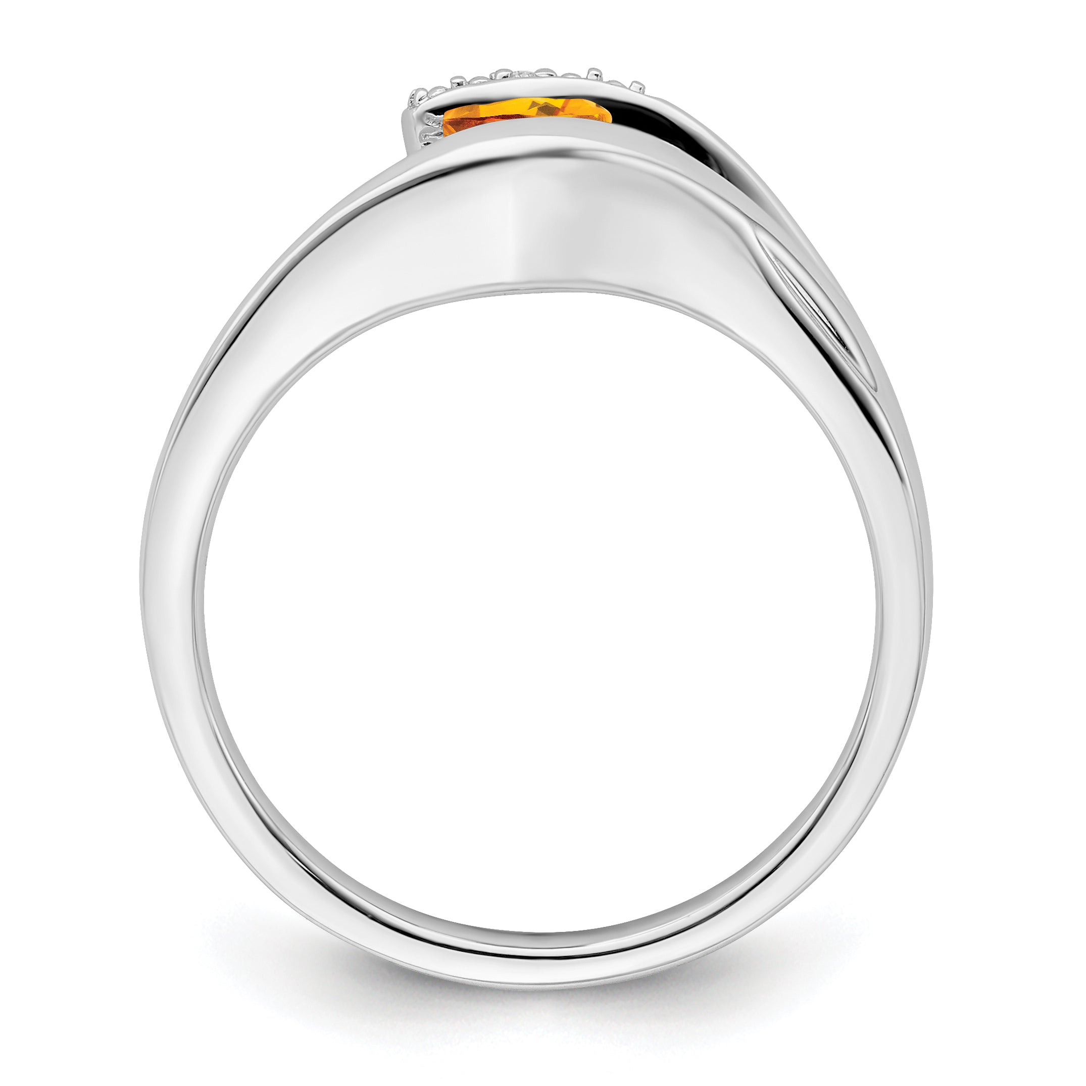 14k White Gold Trillion Citrine and Diamond Ring