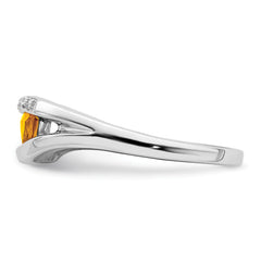 14k White Gold Trillion Citrine and Diamond Ring