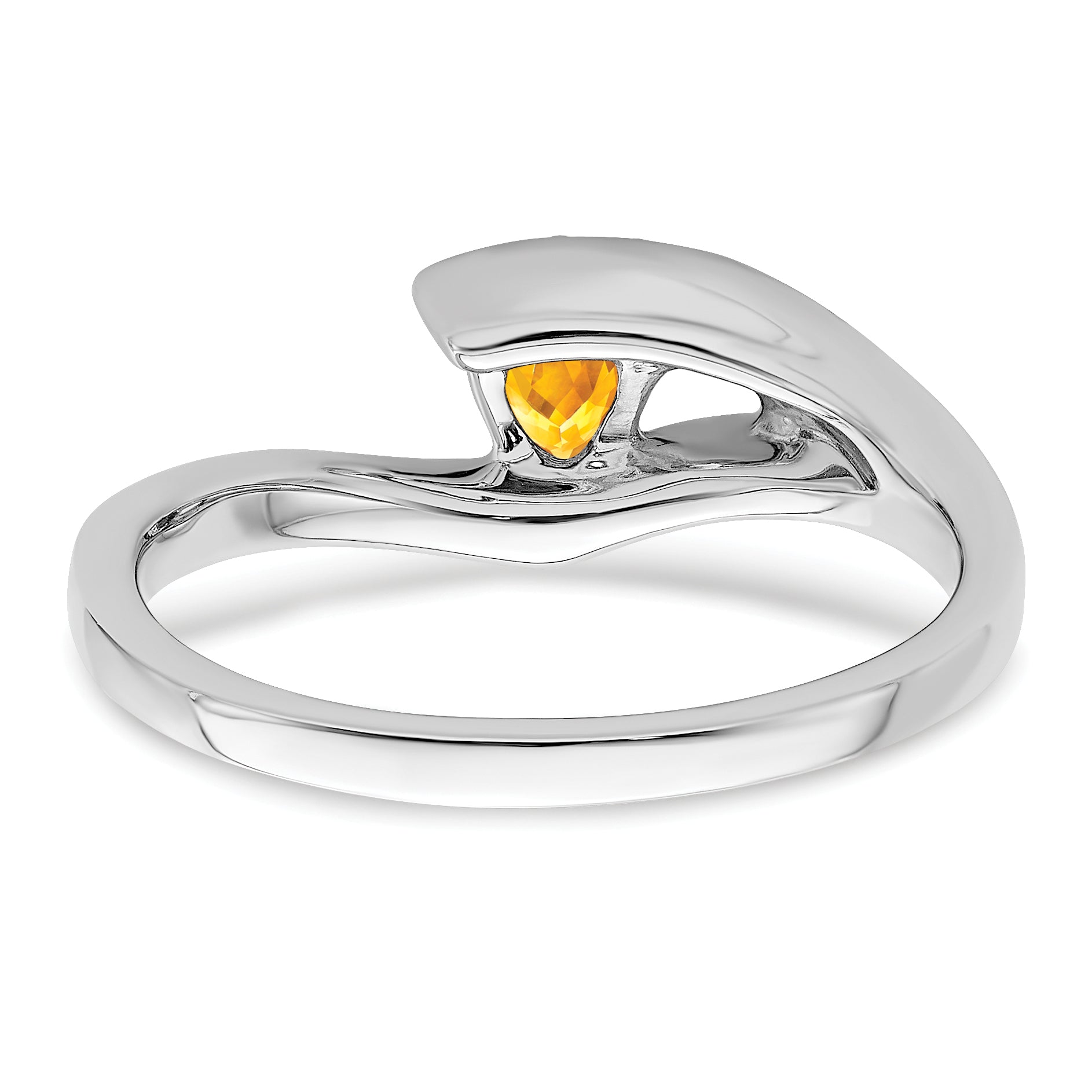 14k White Gold Trillion Citrine and Diamond Ring