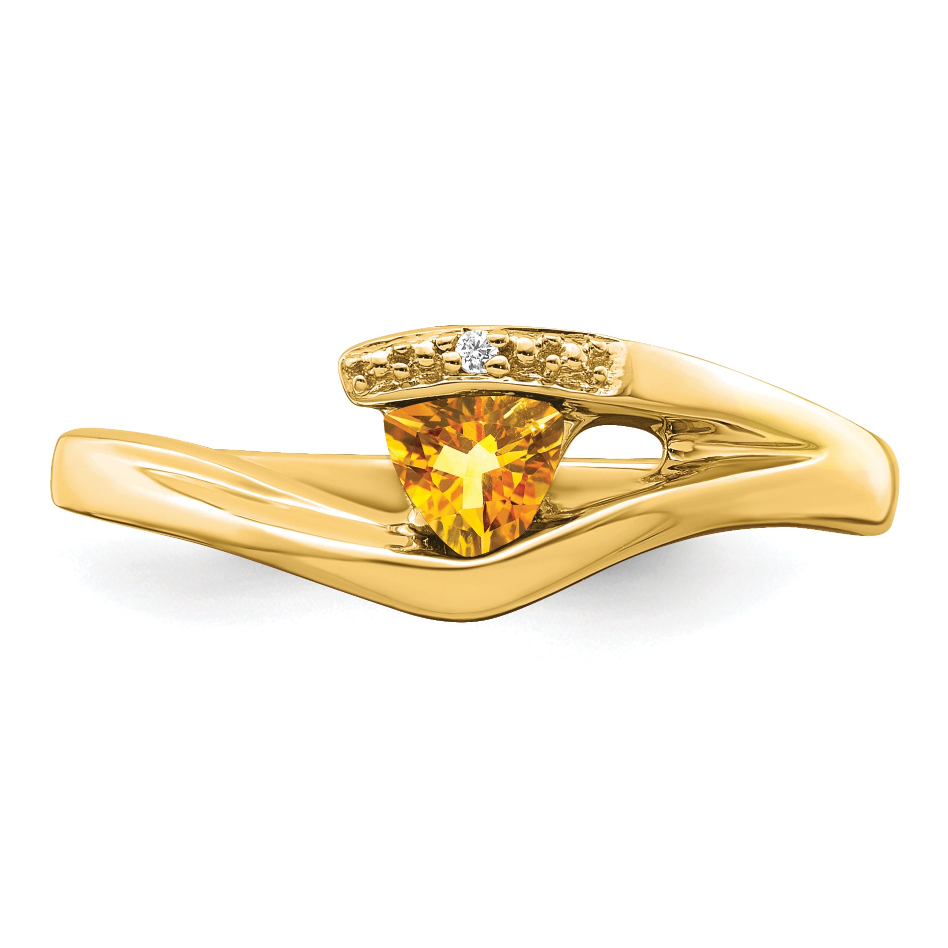 14k Trillion Citrine and Diamond Ring