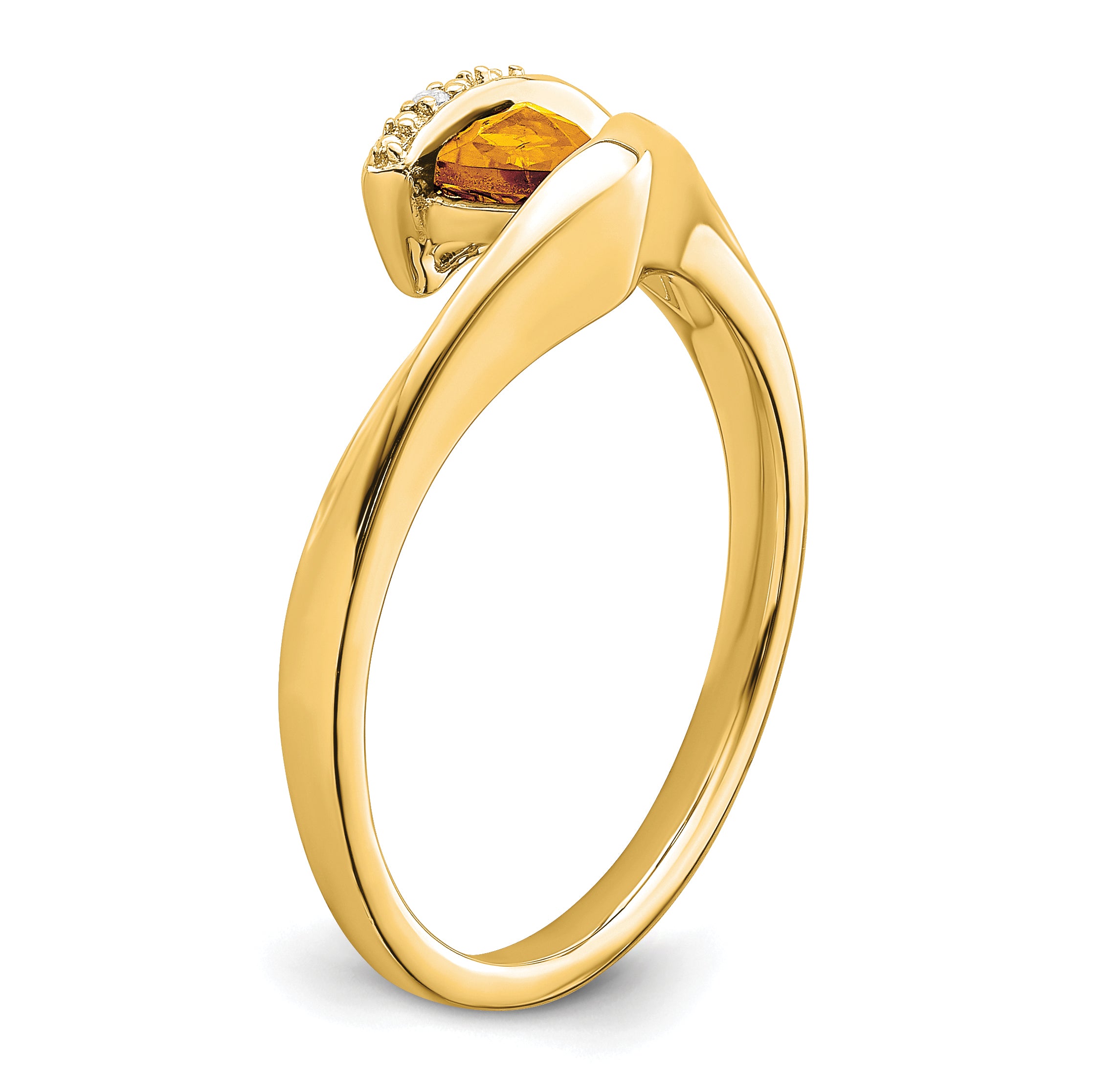 14k Trillion Citrine and Diamond Ring