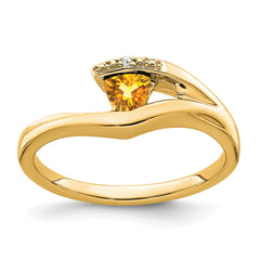 14k Trillion Citrine and Diamond Ring