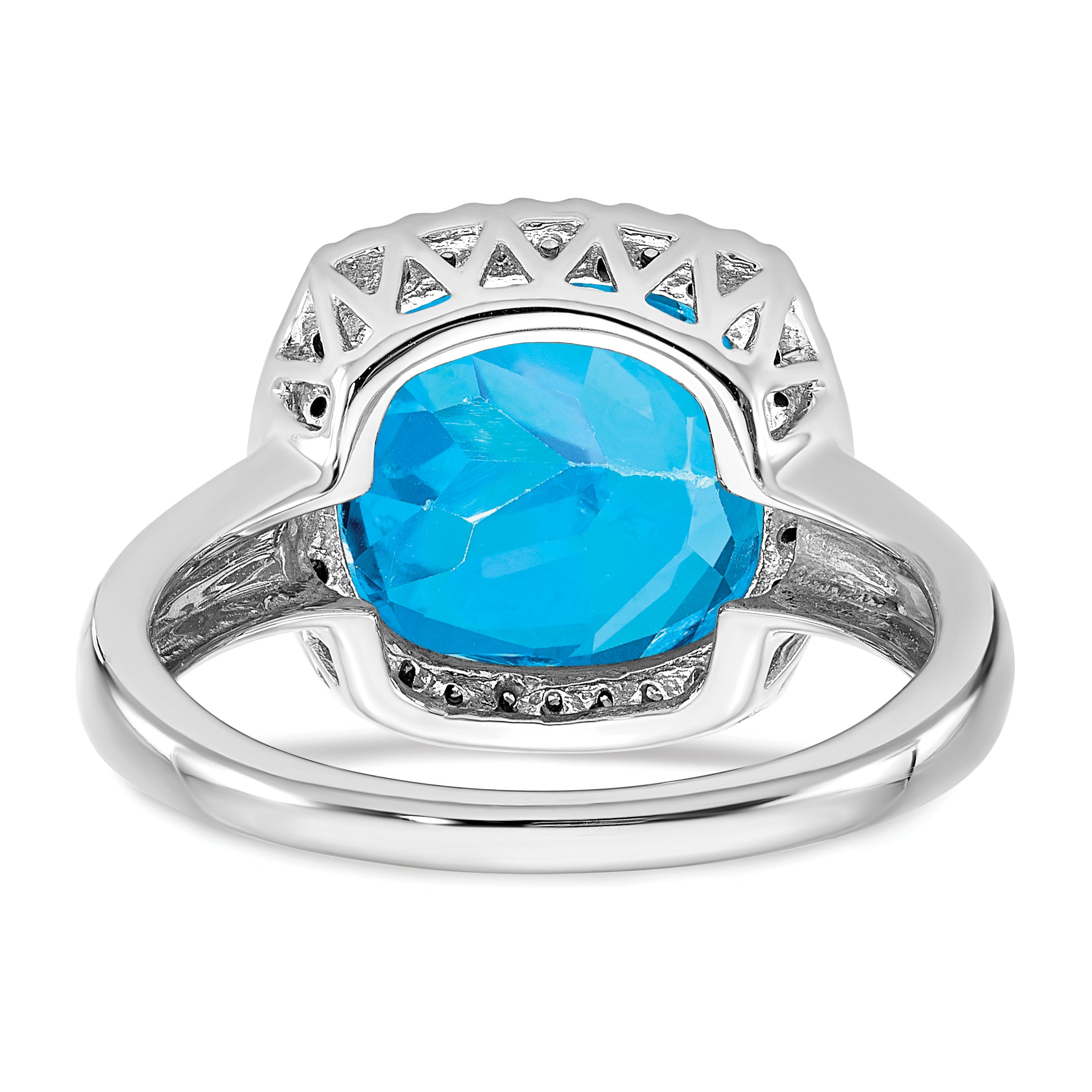 14k White Gold Blue Topaz and Diamond Ring