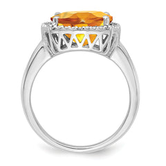 14k White Gold Citrine and Diamond Ring