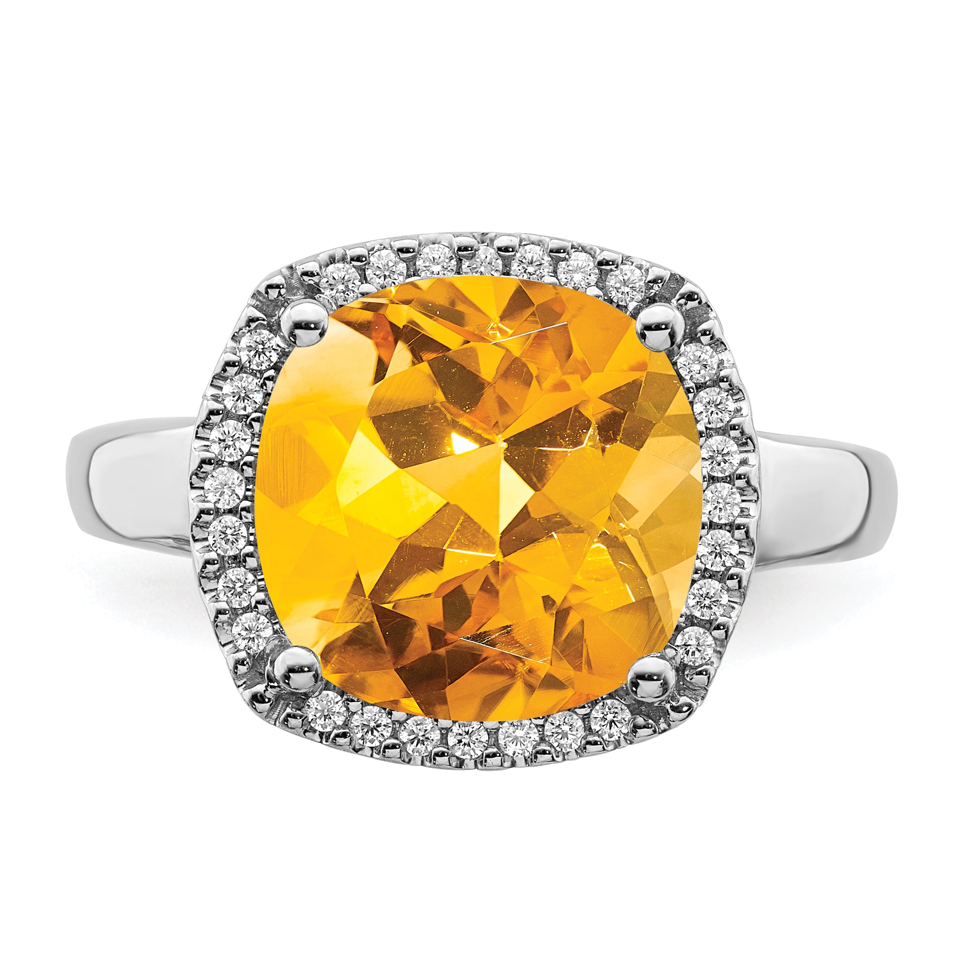 14k White Gold Citrine and Diamond Ring