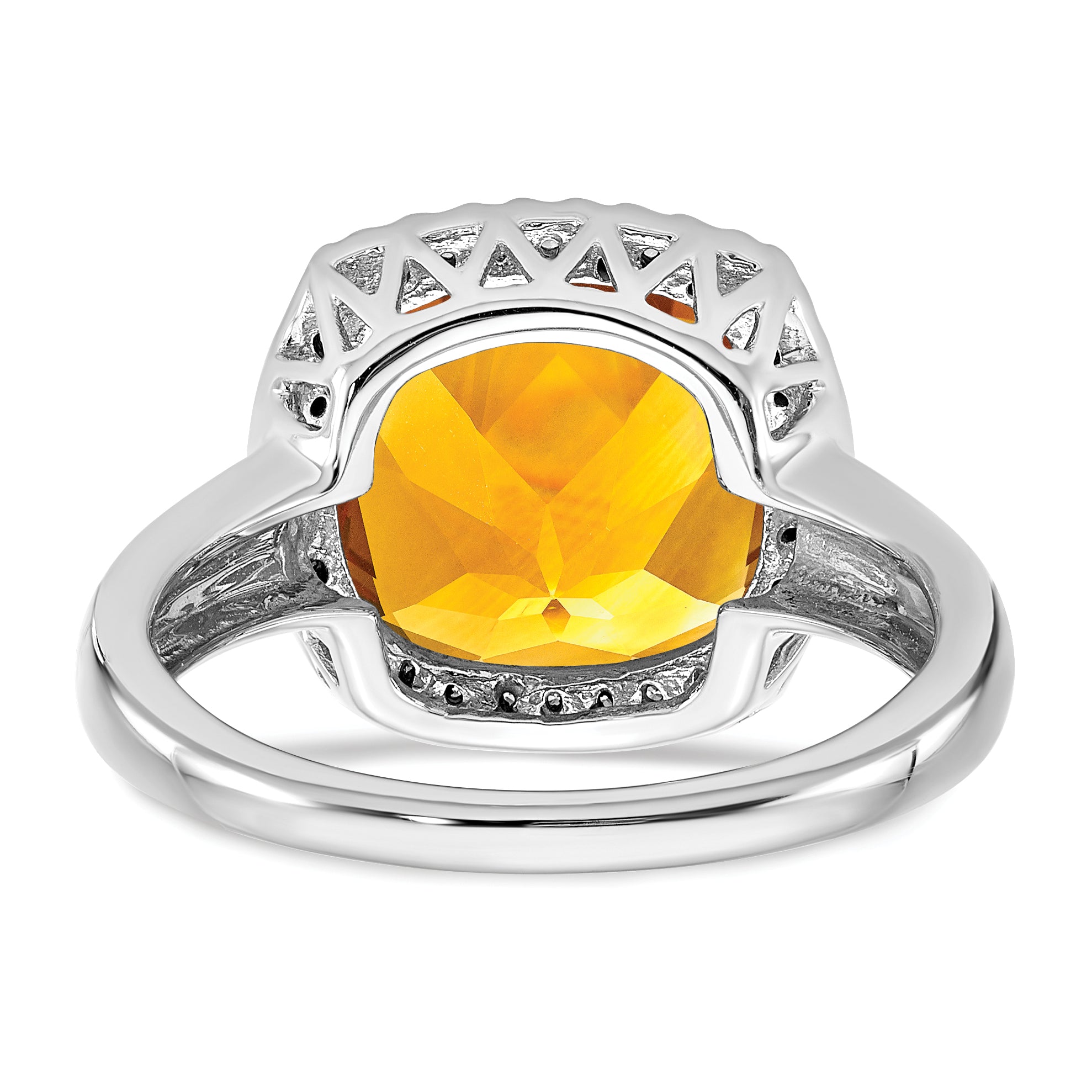 14k White Gold Citrine and Diamond Ring