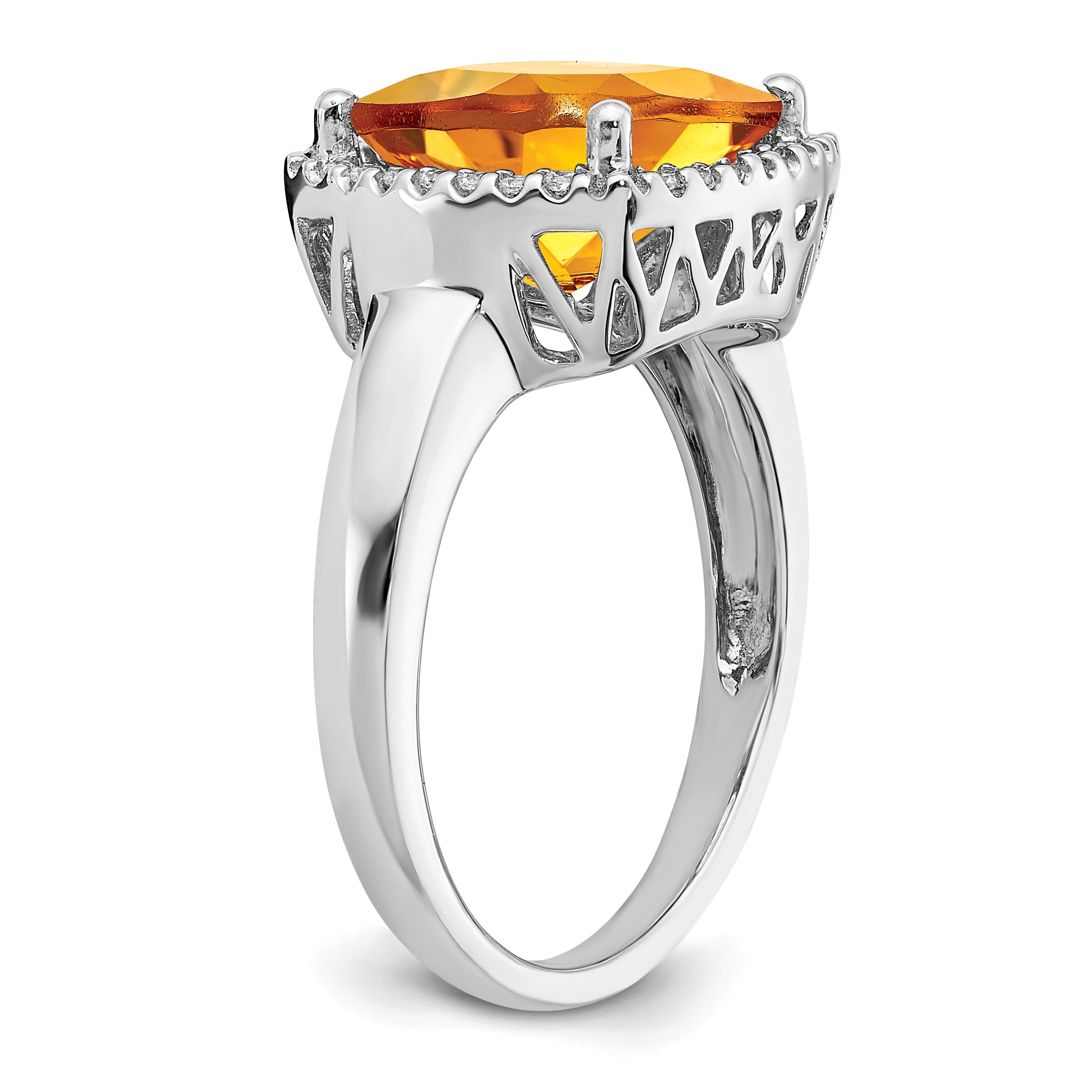 14k White Gold Citrine and Diamond Ring