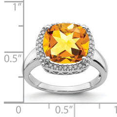 14k White Gold Citrine and Diamond Ring