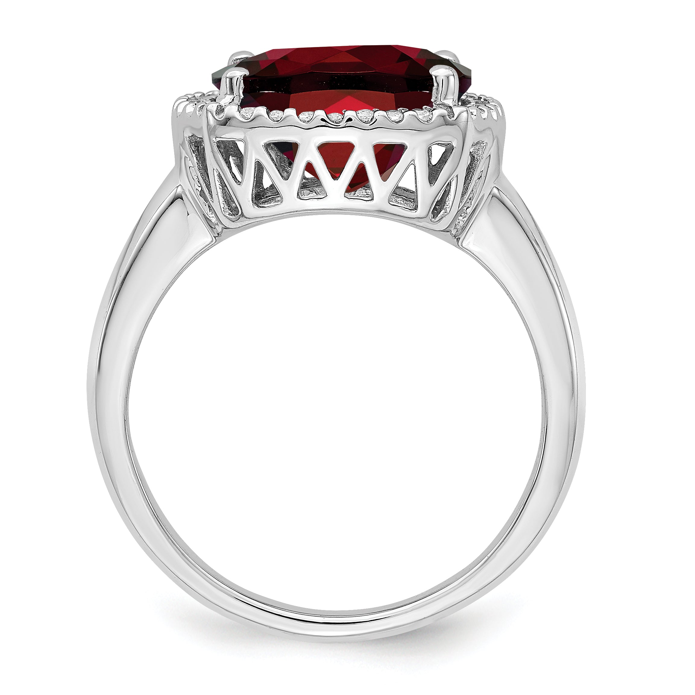 14k White Gold Garnet and Diamond Ring