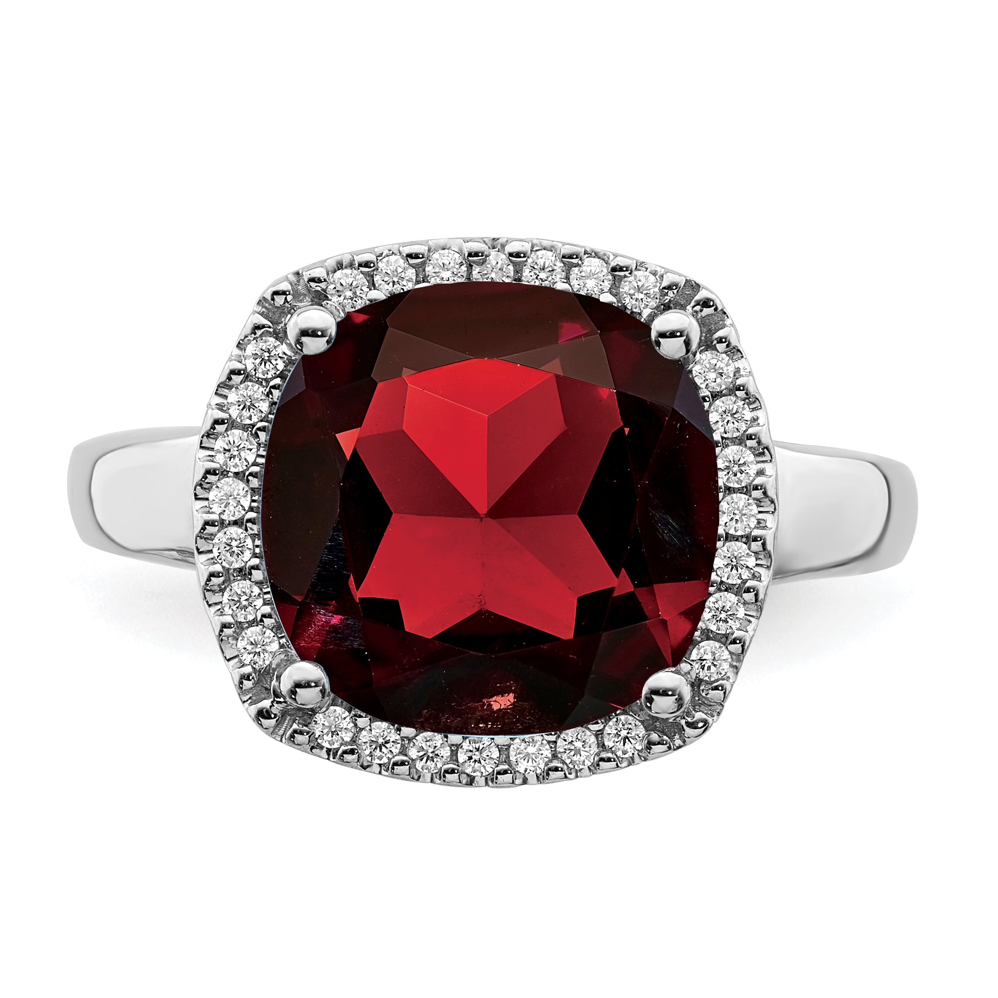 14k White Gold Garnet and Diamond Ring