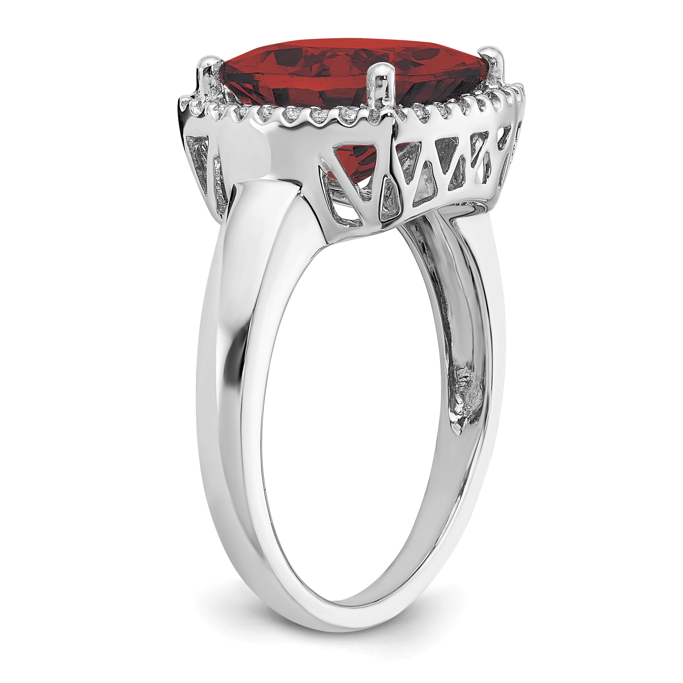 14k White Gold Garnet and Diamond Ring