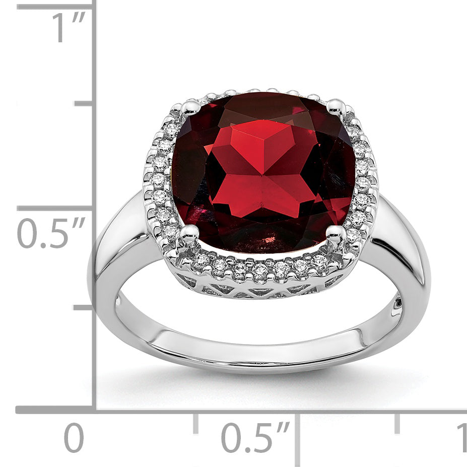 14k White Gold Garnet and Diamond Ring