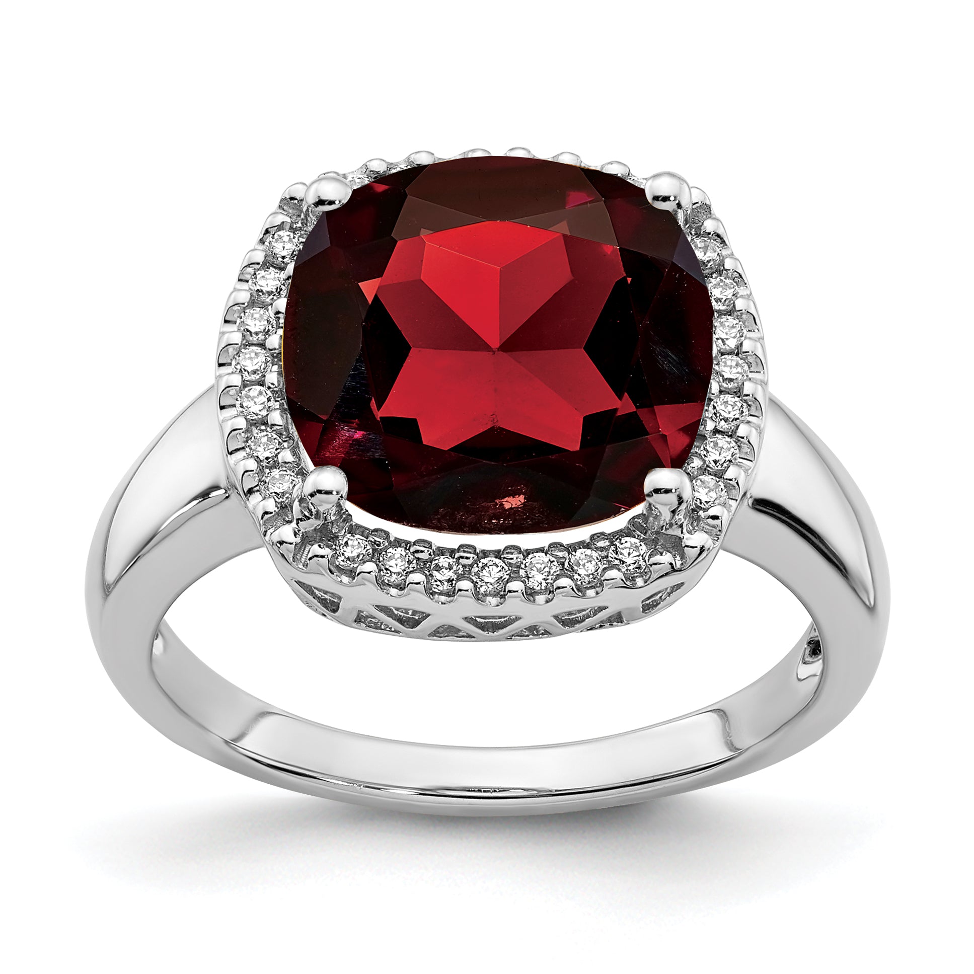 14k White Gold Garnet and Diamond Ring