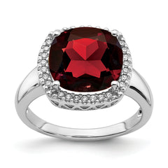 14k White Gold Garnet and Diamond Ring