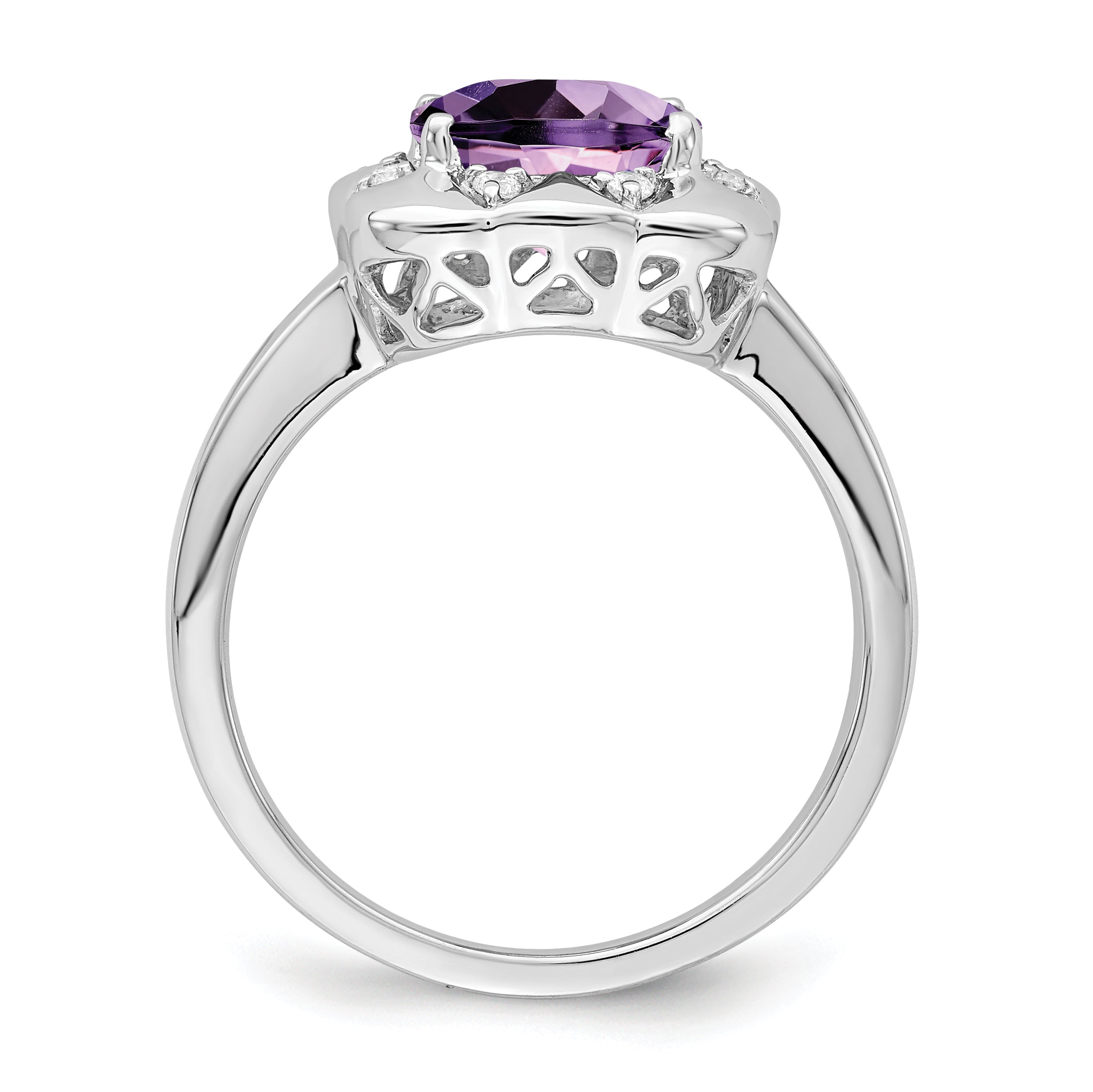 14k White Gold Amethyst and Diamond Ring