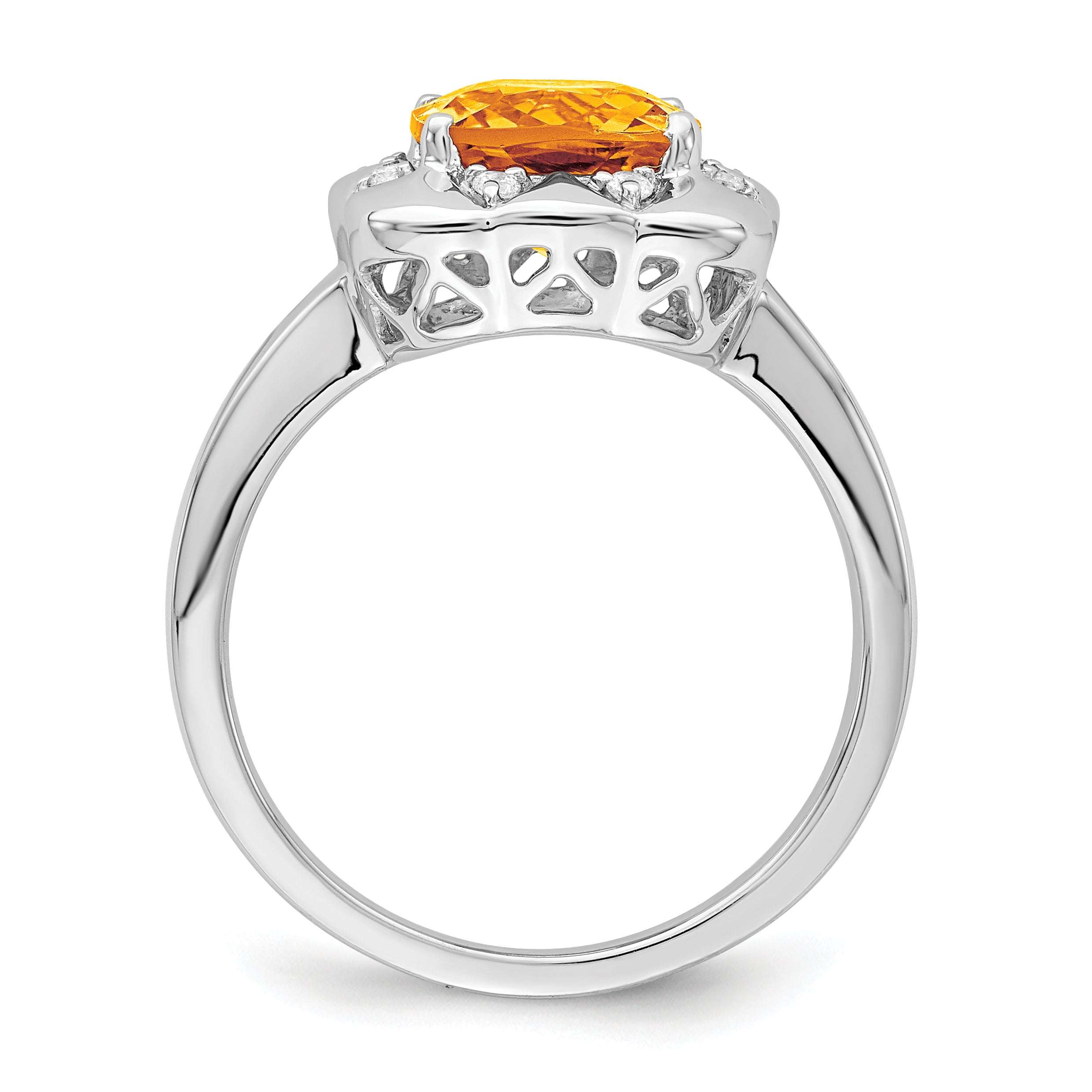 14k White Gold Citrine and Diamond Ring