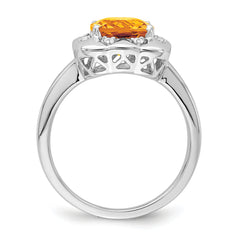 14k White Gold Citrine and Diamond Ring