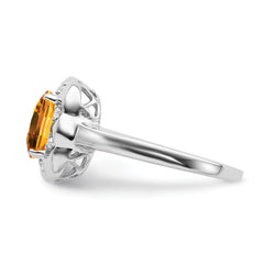 14k White Gold Citrine and Diamond Ring