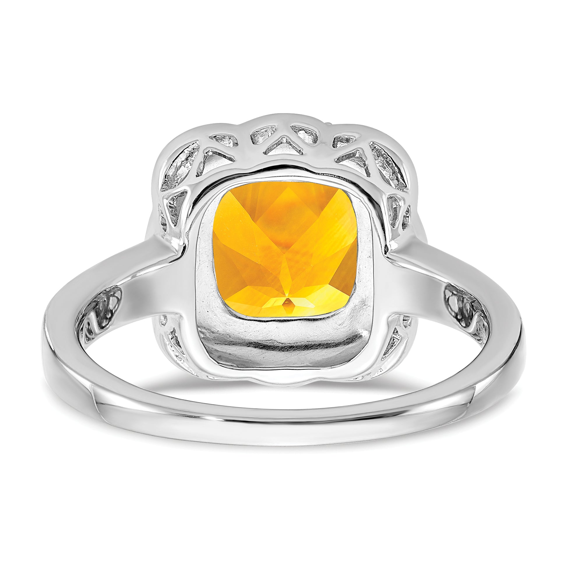 14k White Gold Citrine and Diamond Ring