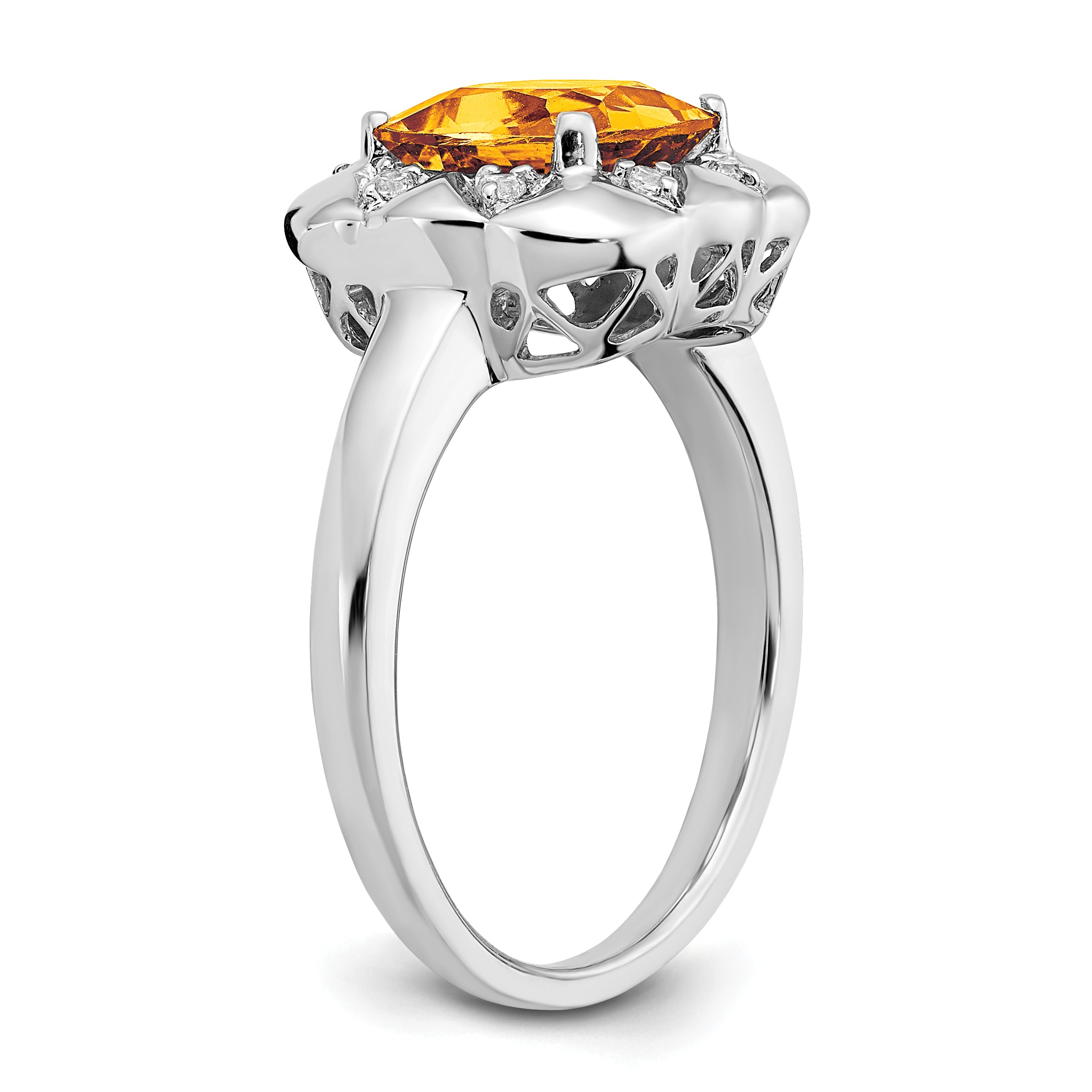 14k White Gold Citrine and Diamond Ring