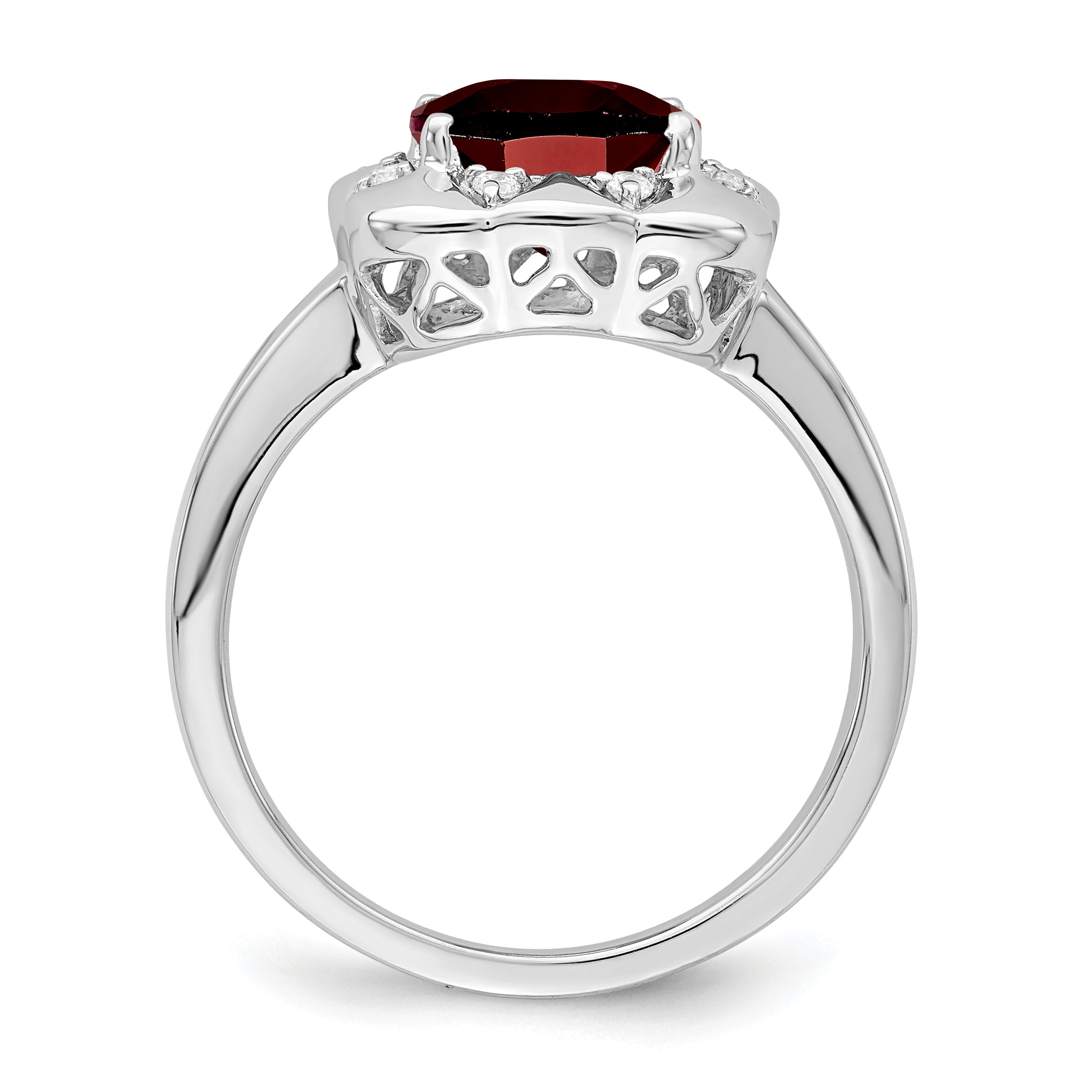 14k White Gold Garnet and Diamond Ring