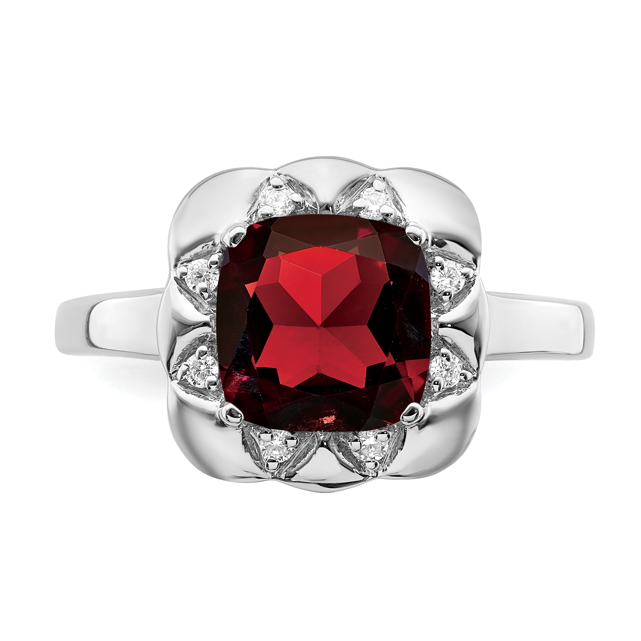 14k White Gold Garnet and Diamond Ring