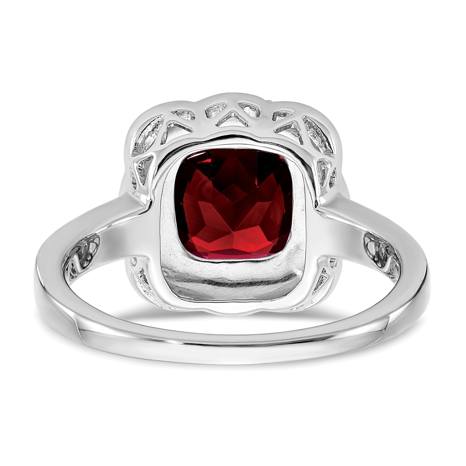 14k White Gold Garnet and Diamond Ring