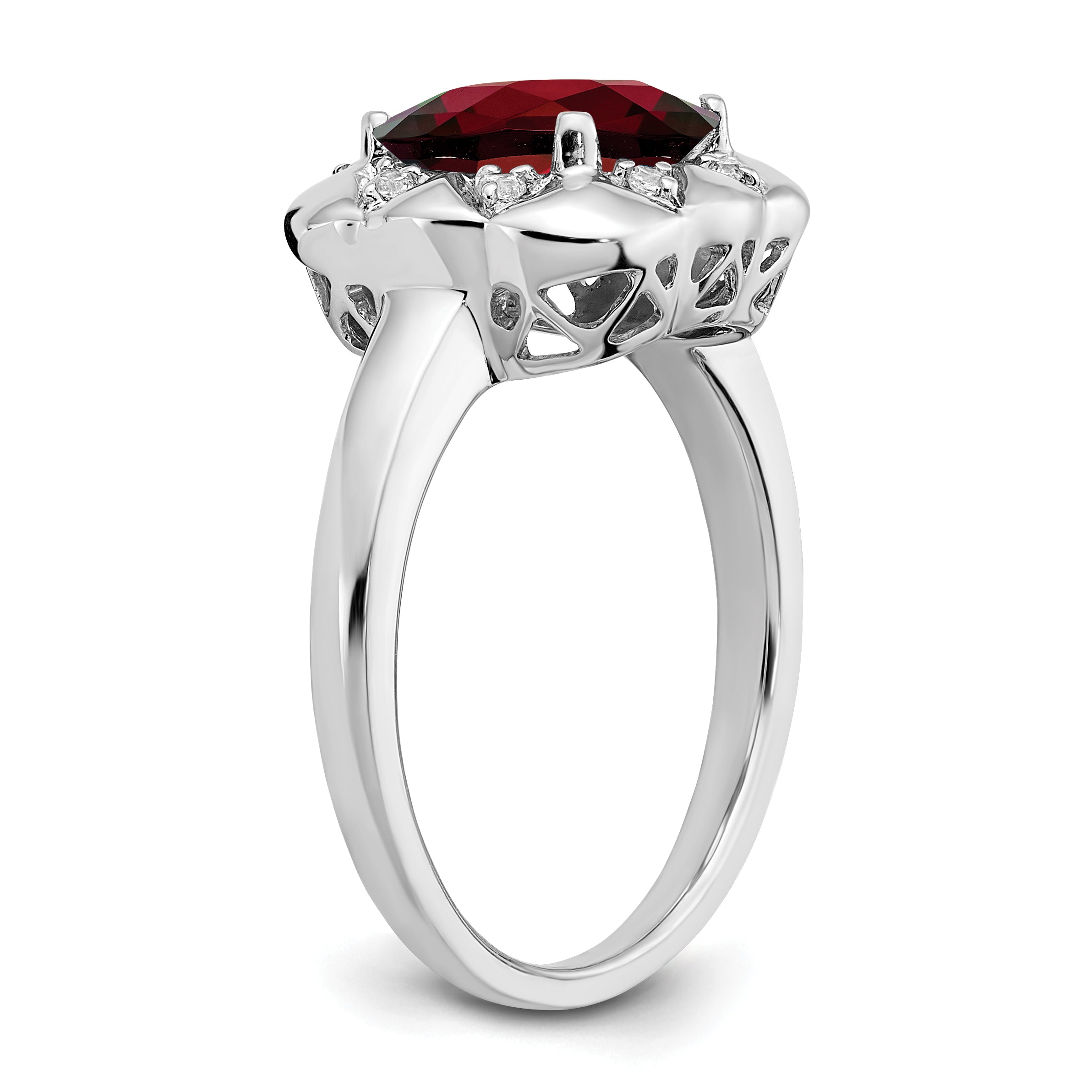 14k White Gold Garnet and Diamond Ring