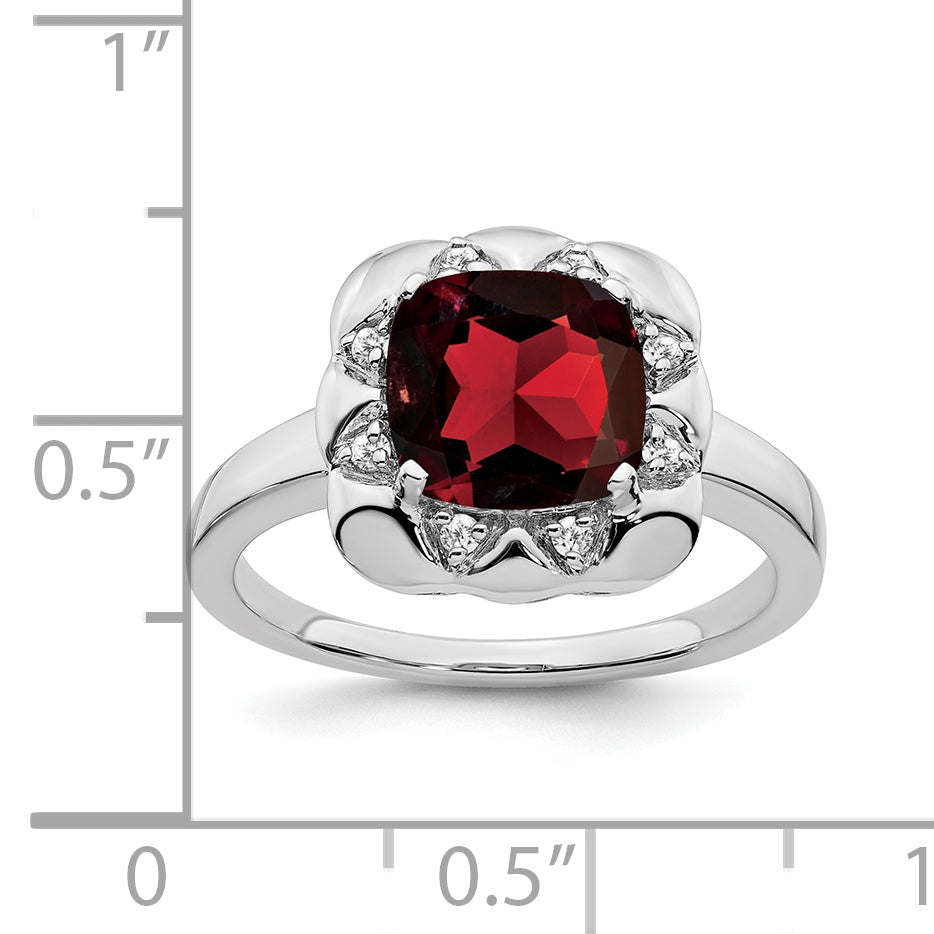 14k White Gold Garnet and Diamond Ring