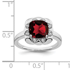 14k White Gold Garnet and Diamond Ring