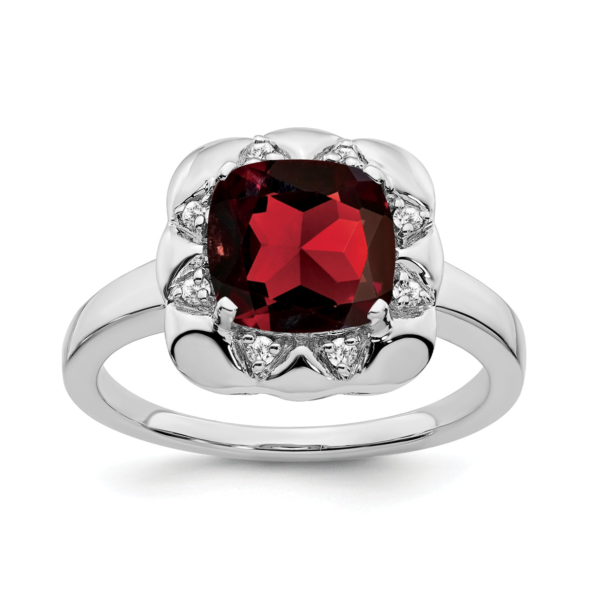 14k White Gold Garnet and Diamond Ring