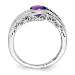 14k White Gold Amethyst Bypass Ring