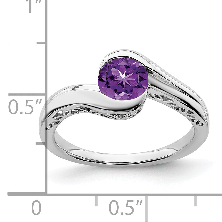 14k White Gold Amethyst Bypass Ring