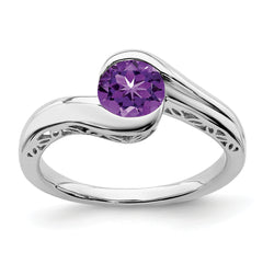 14k White Gold Amethyst Bypass Ring