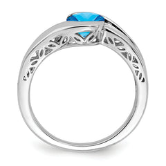 14k White Gold Blue Topaz Bypass Ring