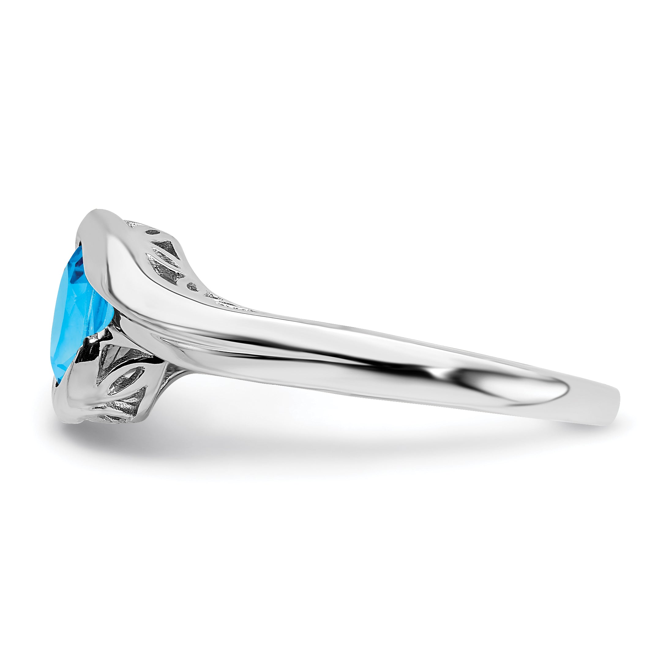 14k White Gold Blue Topaz Bypass Ring