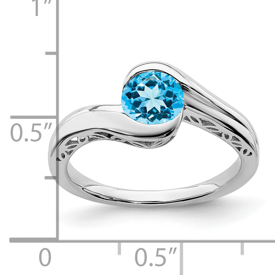 14k White Gold Blue Topaz Bypass Ring