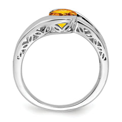 14k White Gold Citrine Bypass Ring