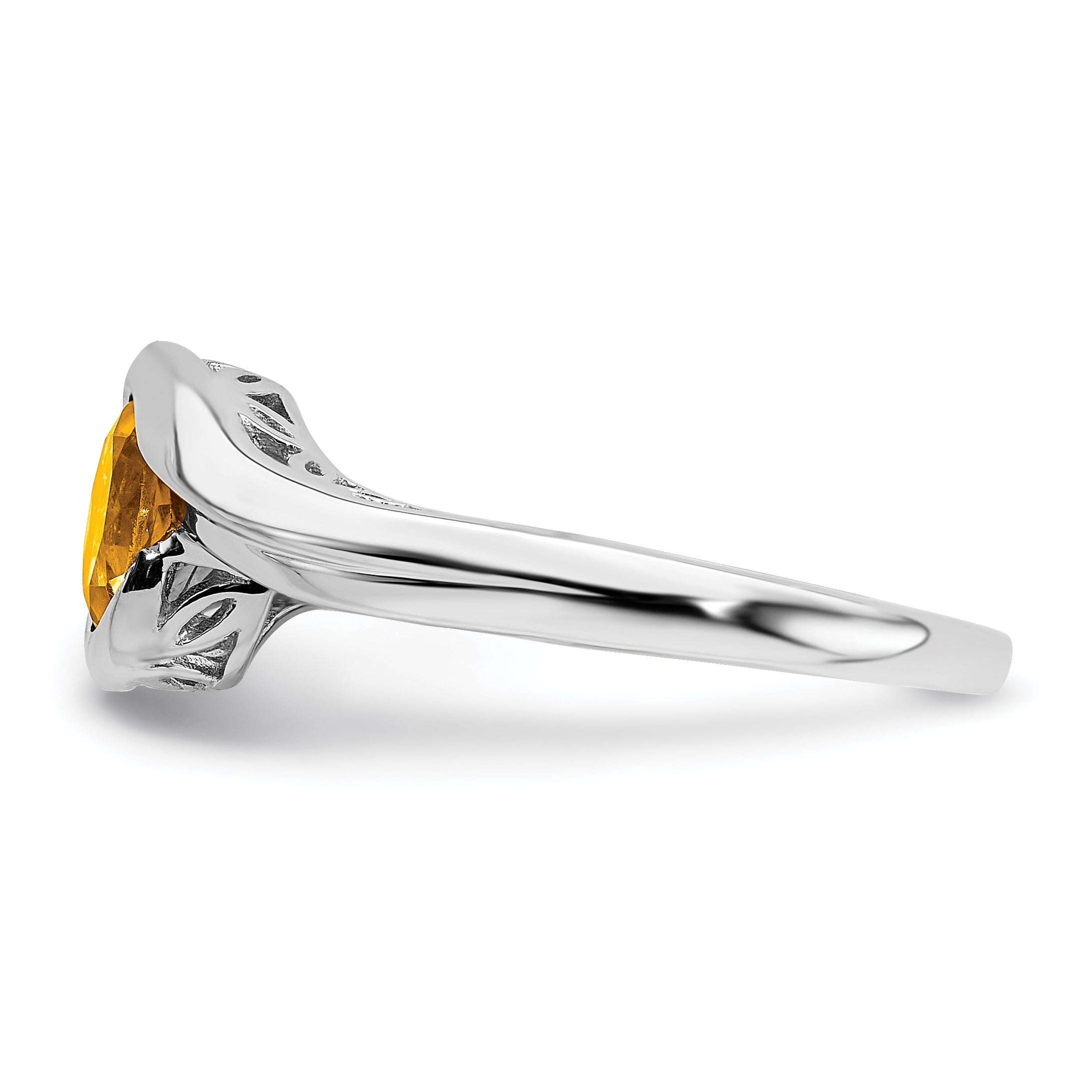 14k White Gold Citrine Bypass Ring