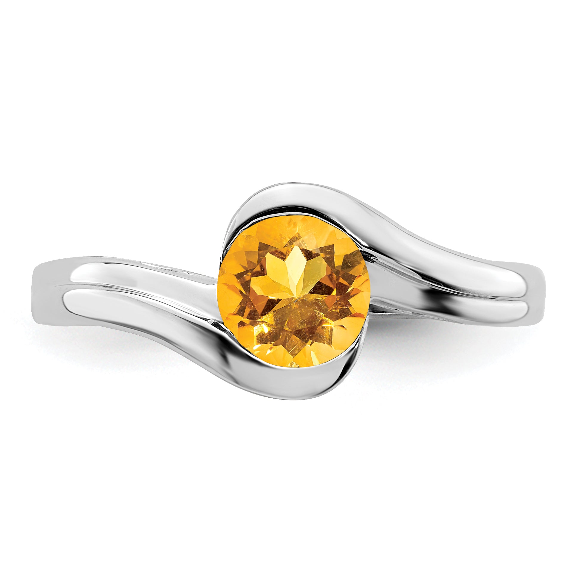 14k White Gold Citrine Bypass Ring