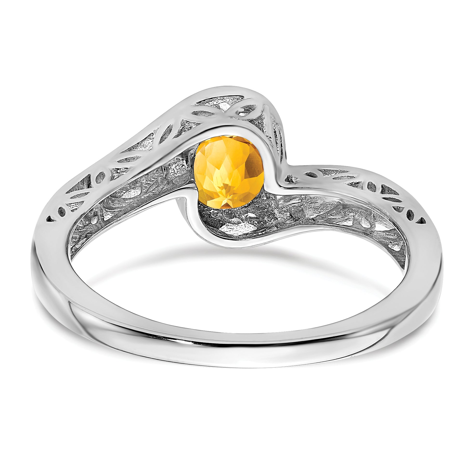 14k White Gold Citrine Bypass Ring