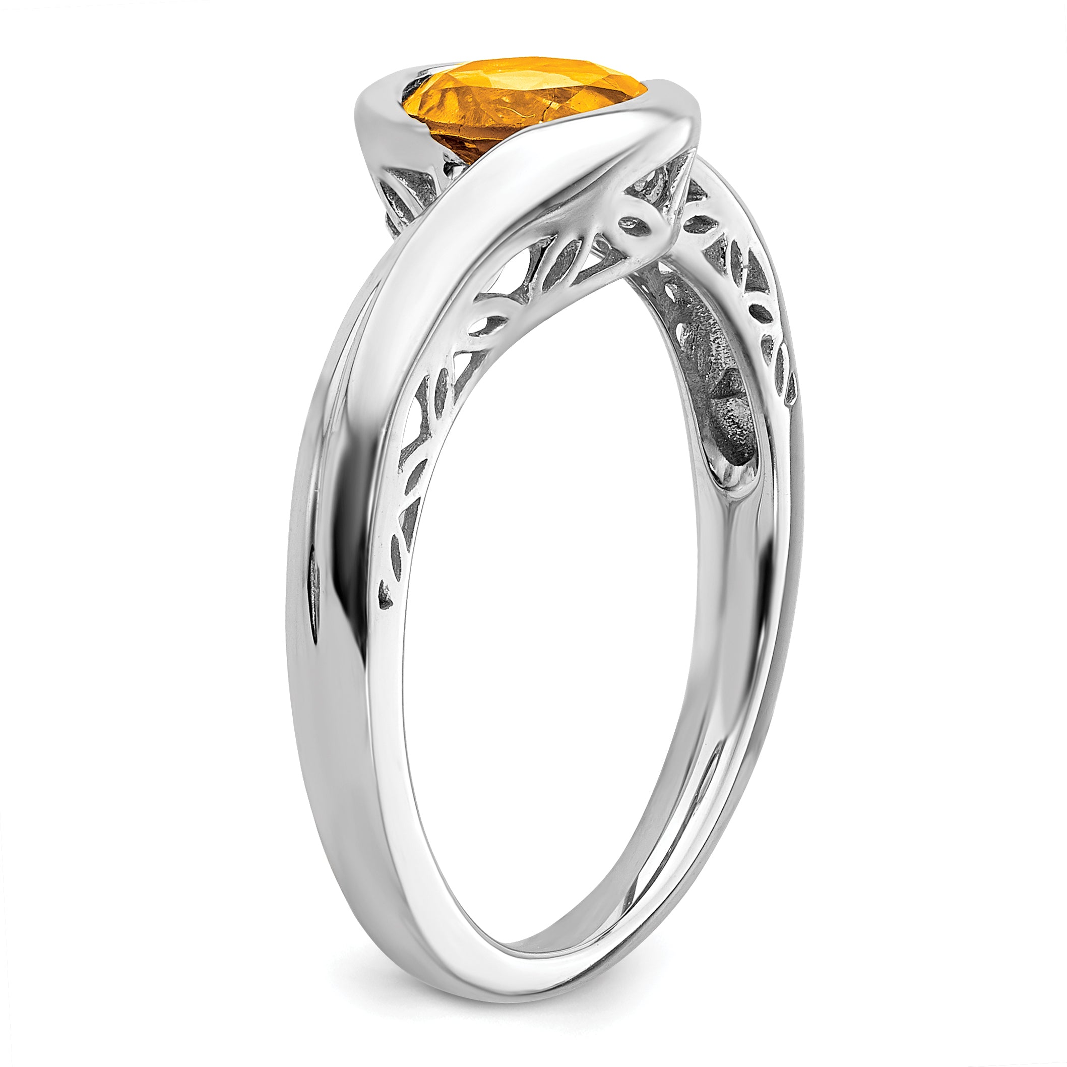 14k White Gold Citrine Bypass Ring