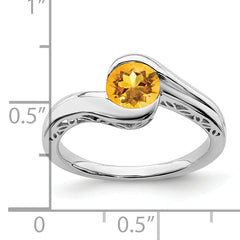 14k White Gold Citrine Bypass Ring