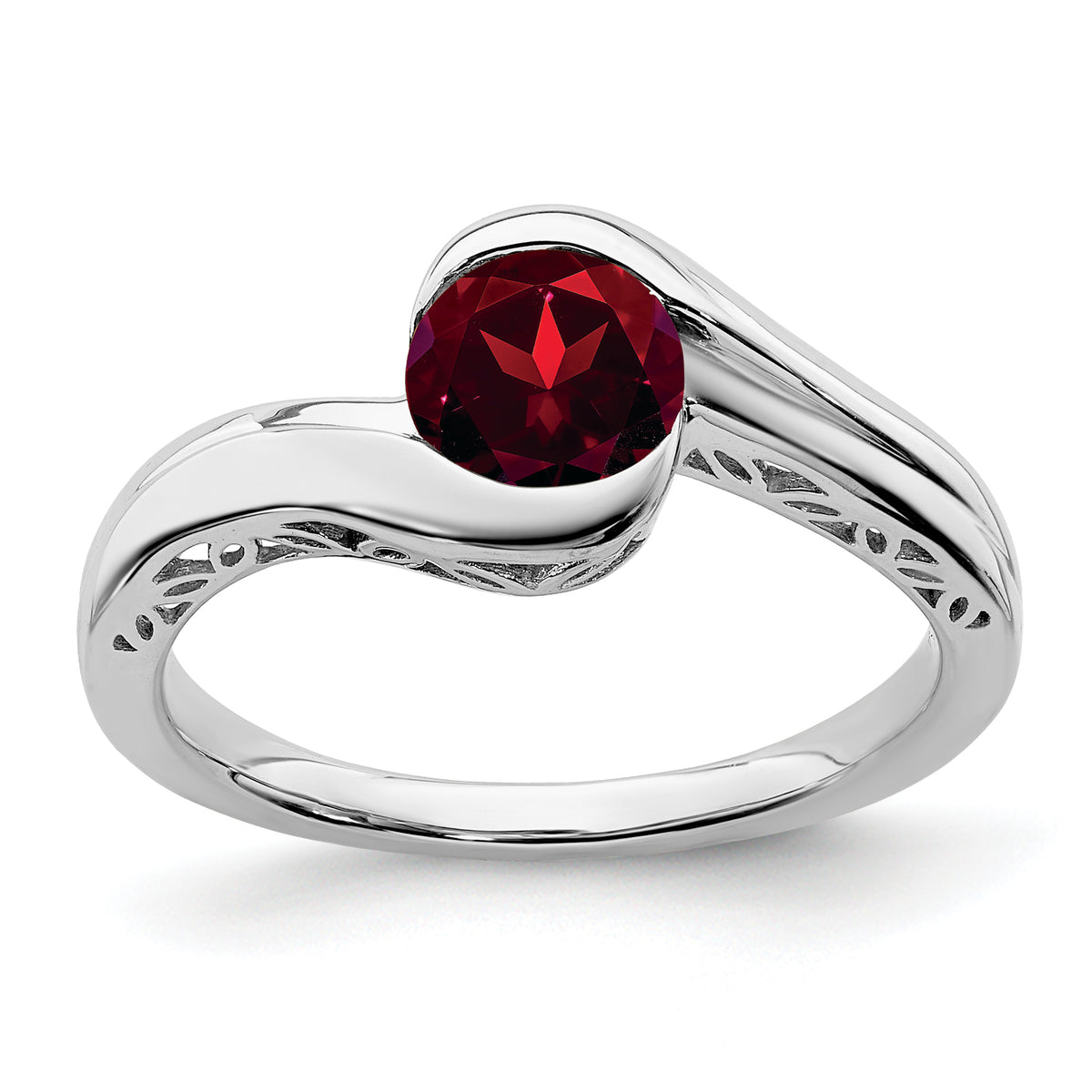 10k White Gold Garnet Bypass Ring